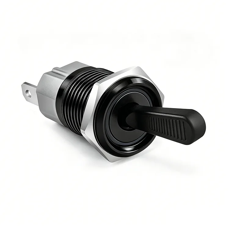 Interruptor de alavanca de metal preto de 16 mm