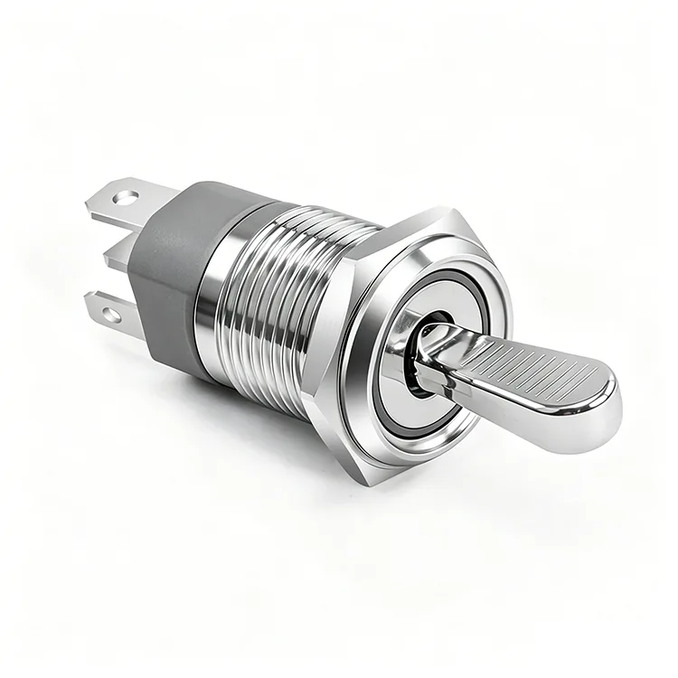 Interruptor de alavanca de metal prateado de 16 mm