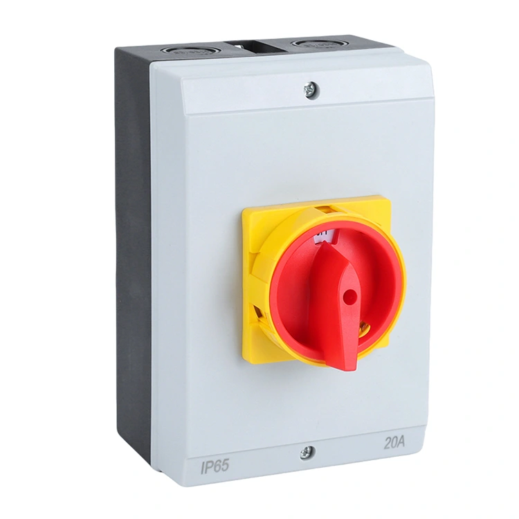 Interruptor isolador 32A com caixa impermeável inferior preta