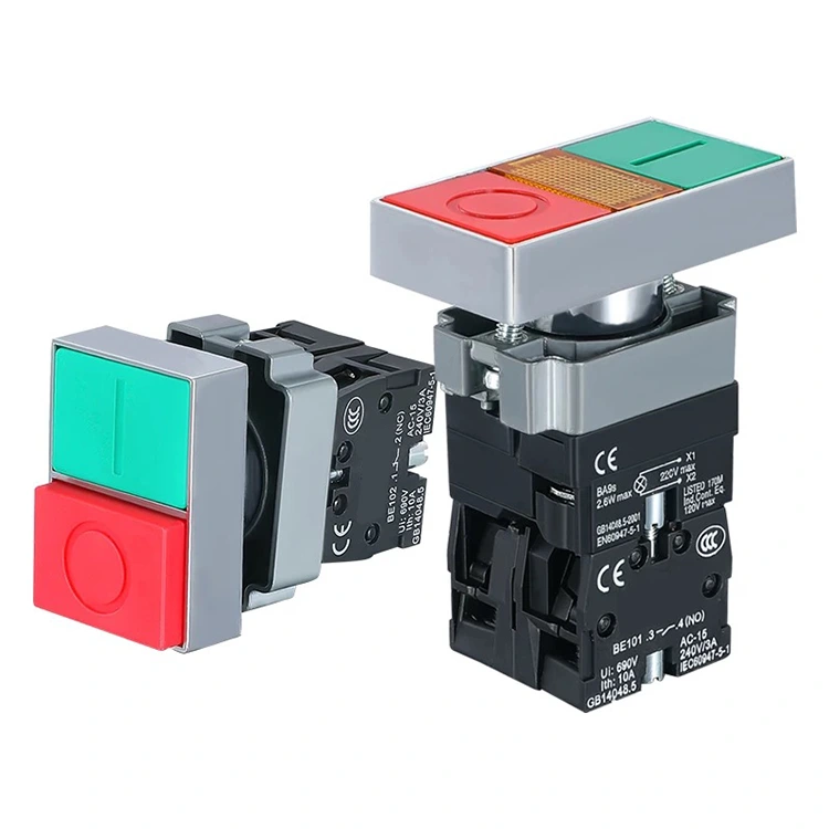 Interruptor de botão duplo iluminado e não iluminado XB2-BL